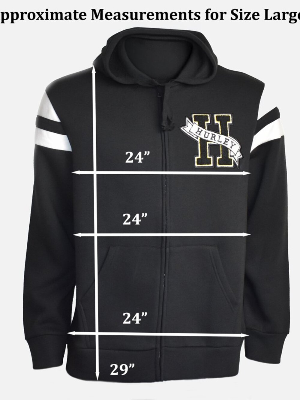 Hurley Men's Hoodie Sweatshirt University CTN Fleece Jacket Black Size L NEW - Picture 6 of 6